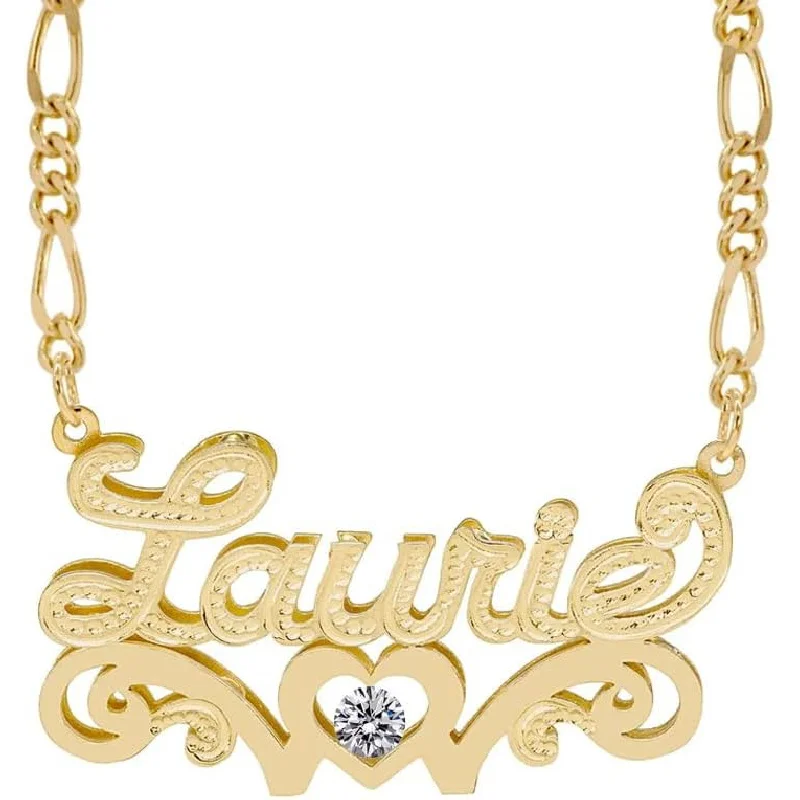 18K Gold Plated Stainless Steel Name Necklace - Personalized Birthstone Double Nameplate Figaro Chain Gift for Women
18K Gold Plated Stainless Steel Name Necklace - Personalized Birthstone Double Nameplate Figaro Chain Gift for Women