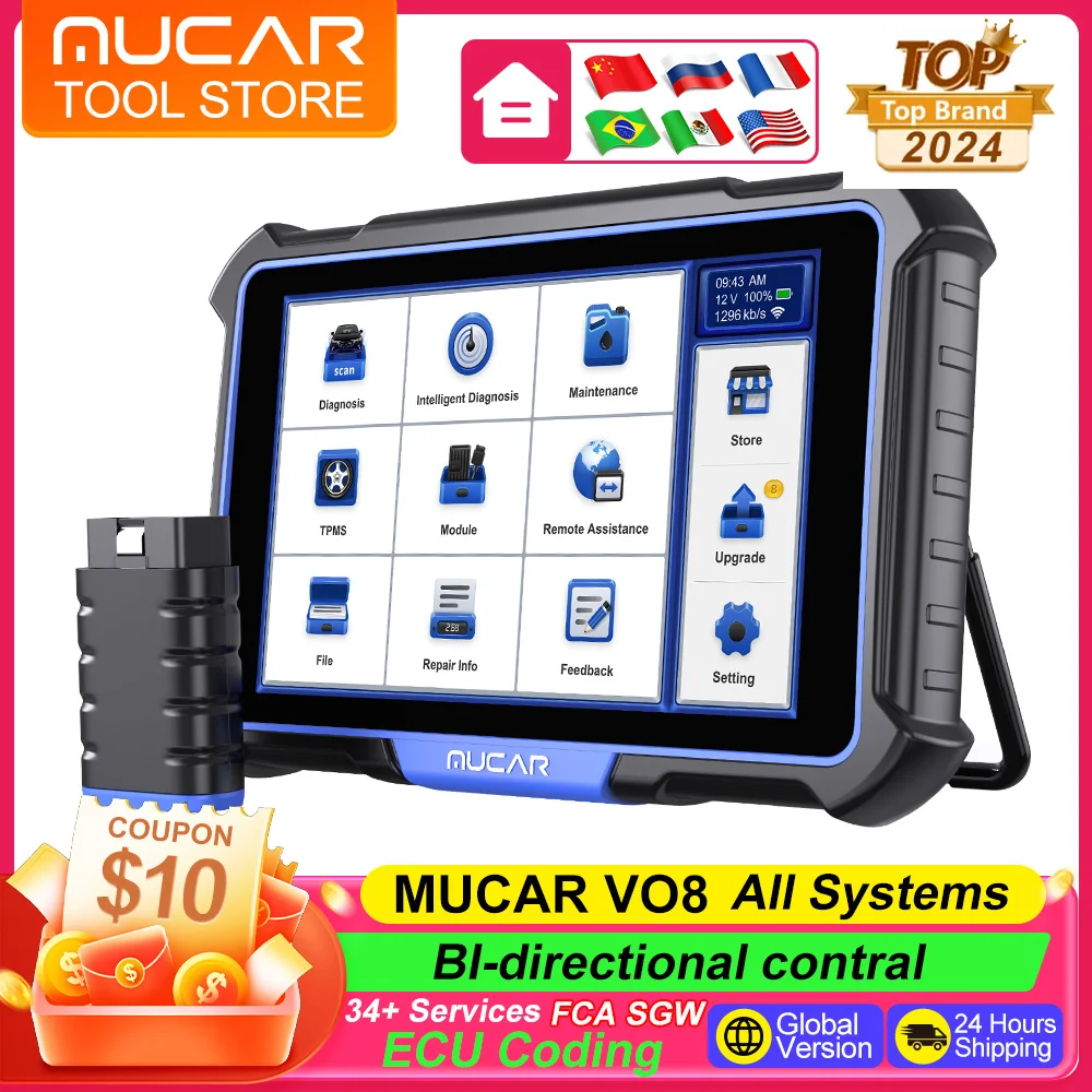 MUCAR VO8 Professional Diagnostic Tools Full System OBD2 Scanner With Active Test ECU Coding 34 Reset Automotive Diagnostic Tool
MUCAR VO8 Professional Diagnostic Tools Full System OBD2 Scanner With Active Test ECU Coding 34 Reset Automotive Diagnostic Tool