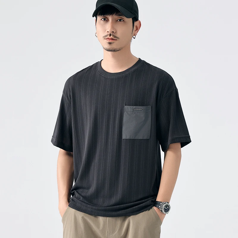 American Retro Fashion Mesh Ice Silk Short Sleeve T-shirt Men's Summer Vintage Loose Casual Knitted T Shirt Commuter Tshirt Tops
American Retro Fashion Mesh Ice Silk Short Sleeve T-shirt Men's Summer Vintage Loose Casual Knitted T Shirt Commuter Tshirt Tops