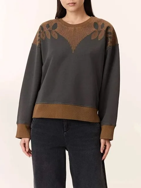 Свободный повседневный свитшот с круглым вырезом, женская толстовка оверсайз с вышивкой и цветными блоками, осенне-зимняя новинка
Свободный повседневный свитшот с круглым вырезом, женская толстовка оверсайз с вышивкой и цветными блоками, осенне-зимняя новинка