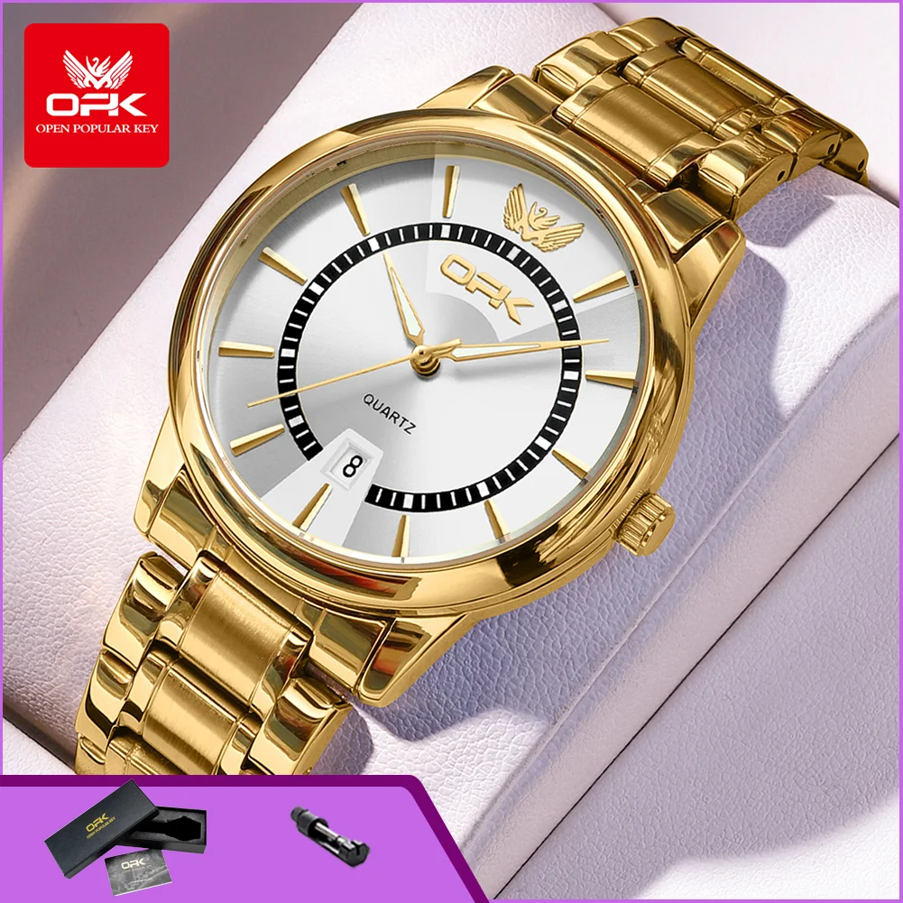 OPK 6036 Luxury Gold Man Watch Luminous Waterpoof Calendar Stainless Steel Mens Business Wristwatch High Quality
OPK 6036 Luxury Gold Man Watch Luminous Waterpoof Calendar Stainless Steel Mens Business Wristwatch High Quality