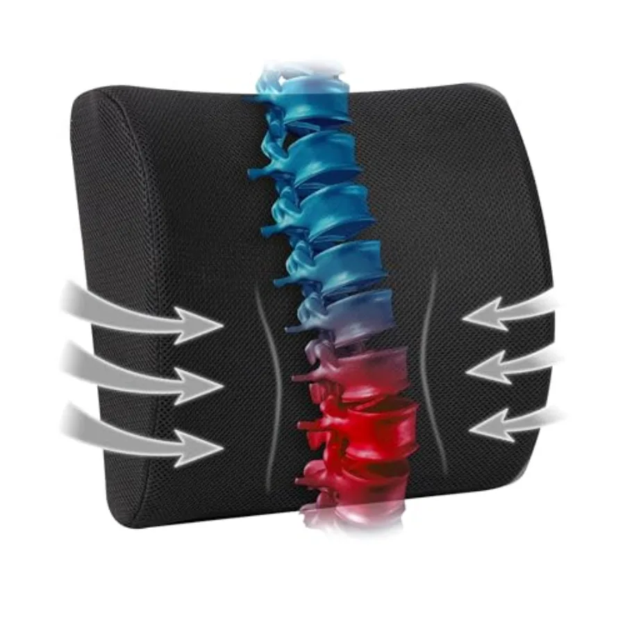 Lumbar Support Pillow with Air-Cloud Technology, Office Chair Back Cushion, Memory Foam, Black
Lumbar Support Pillow with Air-Cloud Technology, Office Chair Back Cushion, Memory Foam, Black