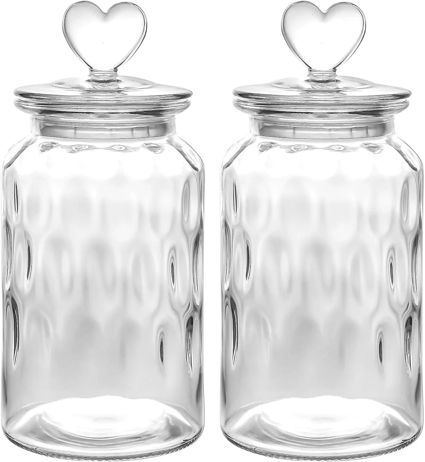 Decorative Heart-Shaped Textured Glass Jars, Set of 2, 45oz Each, Airtight with Heart-Shaped Lids, Perfect for Candy, Snacks,
Decorative Heart-Shaped Textured Glass Jars, Set of 2, 45oz Each, Airtight with Heart-Shaped Lids, Perfect for Candy, Snacks,