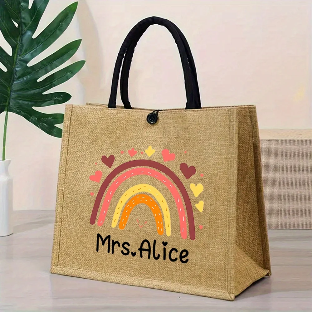Custom Name/Text Tote Bag Hemp Suitable for Shopping Travel Beach Buckle Closure Bag with Your Own Text/Name Teacher's Gifts
Custom Name/Text Tote Bag Hemp Suitable for Shopping Travel Beach Buckle Closure Bag with Your Own Text/Name Teacher's Gifts
