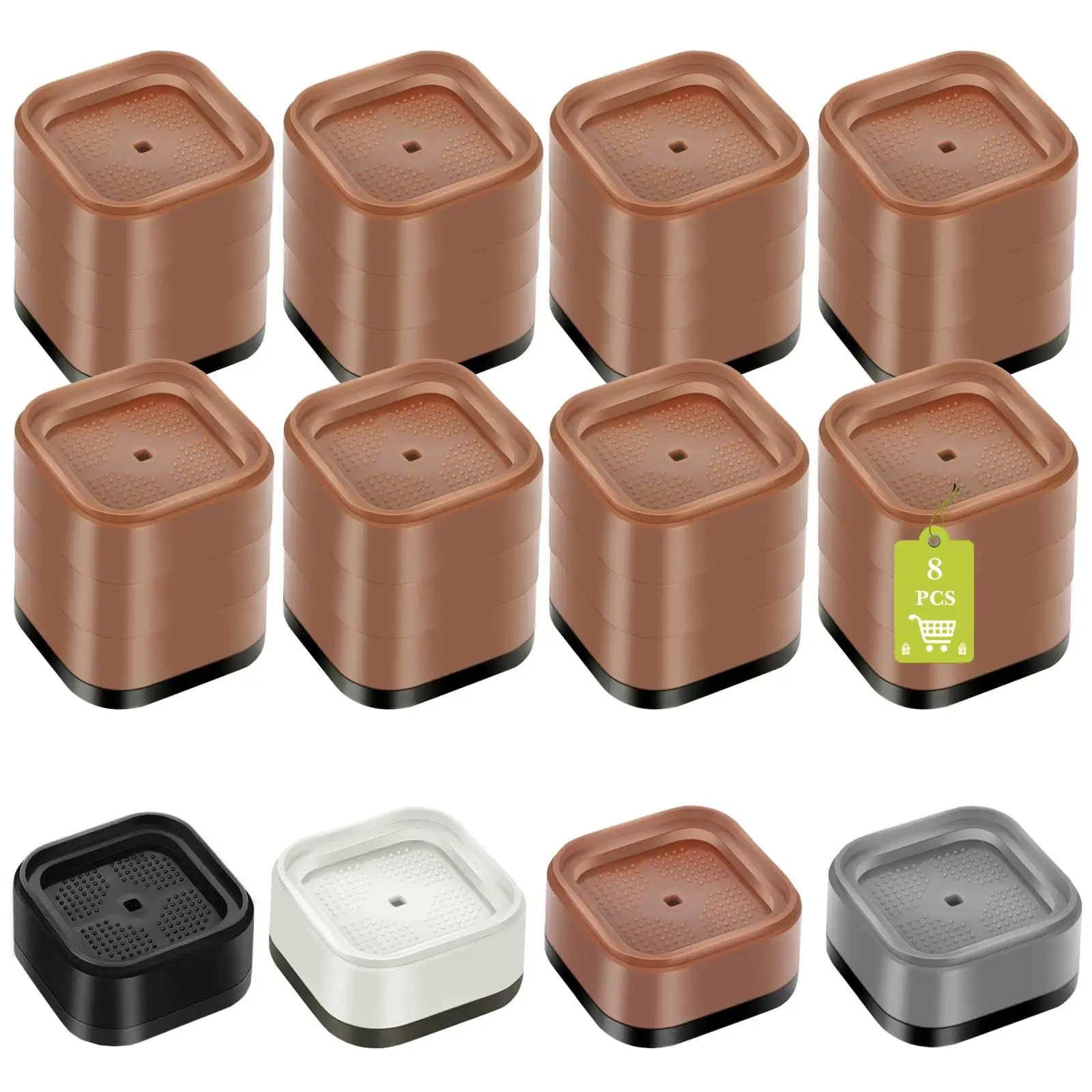 8pcs Square Stackable Furniture Risers 1-3 Inch Heavy Duty Lift Blocks For Bed Table Chair Sofa Cabinet