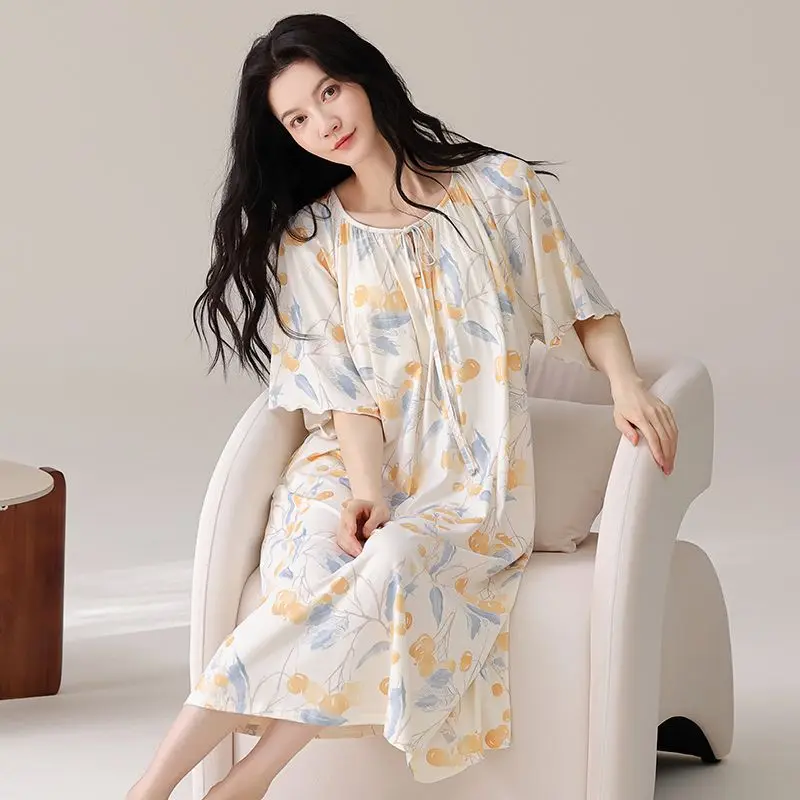 2026 Summer Short Sleeve Modal Court Floral Print Lingerie Nightgown for Women Cute Sleepwear Night Dress Nightdress Home Nighty
2026 Summer Short Sleeve Modal Court Floral Print Lingerie Nightgown for Women Cute Sleepwear Night Dress Nightdress Home Nighty