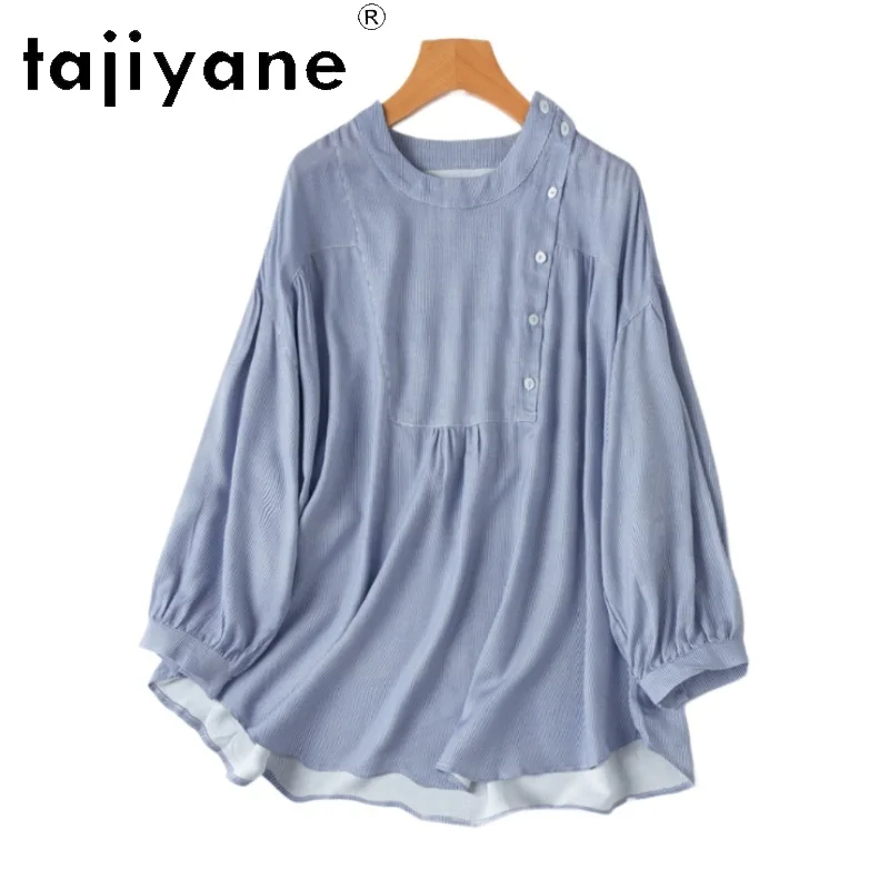 TAJIYANE 50% Cotton + 50% Mulberry Silk Blouse Fashion Striped Lantern Sleeve Shirt Woman Summer Tops 2025 Ladies Clothes блузка
TAJIYANE 50% Cotton + 50% Mulberry Silk Blouse Fashion Striped Lantern Sleeve Shirt Woman Summer Tops 2025 Ladies Clothes блузка
