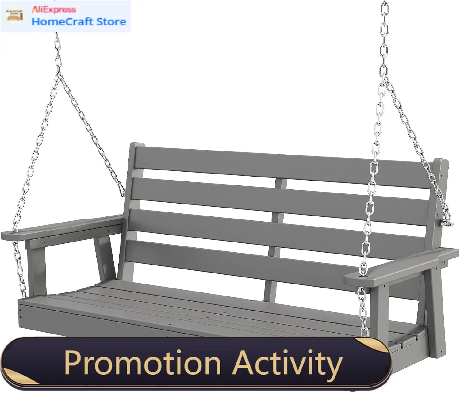 51 Inch All Weather Waterproof Outdoor Patio Bench Swing Grey HDPE Plastic With 4 Stainless Steel Chains
51 Inch All Weather Waterproof Outdoor Patio Bench Swing Grey HDPE Plastic With 4 Stainless Steel Chains