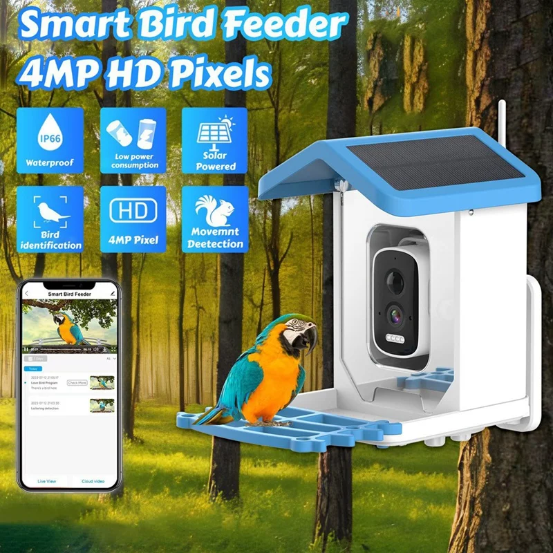 Умная кормушка для птиц 5MP HD AI Распознавание птиц Солнечная кормушка Маломощная кормушка для птиц
Умная кормушка для птиц 5MP HD AI Распознавание птиц Солнечная кормушка Маломощная кормушка для птиц