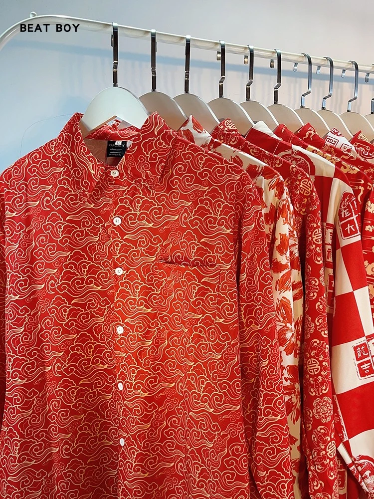 Red Clouds Dragon Year Long Sve irt Festive Spring Autumn Vintage Hong Kong Sle Men Women irt Casual Loose Fit Polye...
Red Clouds Dragon Year Long Sve irt Festive Spring Autumn Vintage Hong Kong Sle Men Women irt Casual Loose Fit Polye...