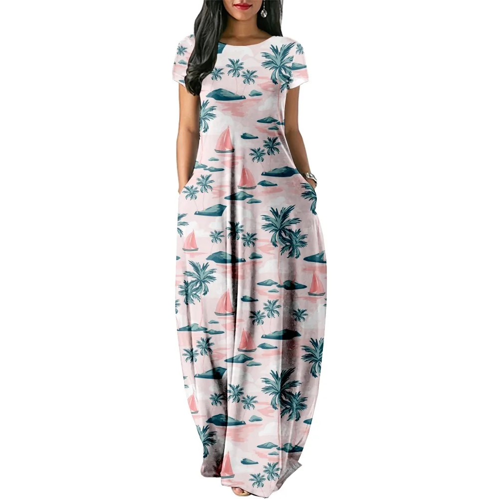 Sailing boats Print Patchwork Print Women Casual Short Sleeve Dress Loose Long Double Pocket Beach Vacation Woman Dress
Sailing boats Print Patchwork Print Women Casual Short Sleeve Dress Loose Long Double Pocket Beach Vacation Woman Dress
