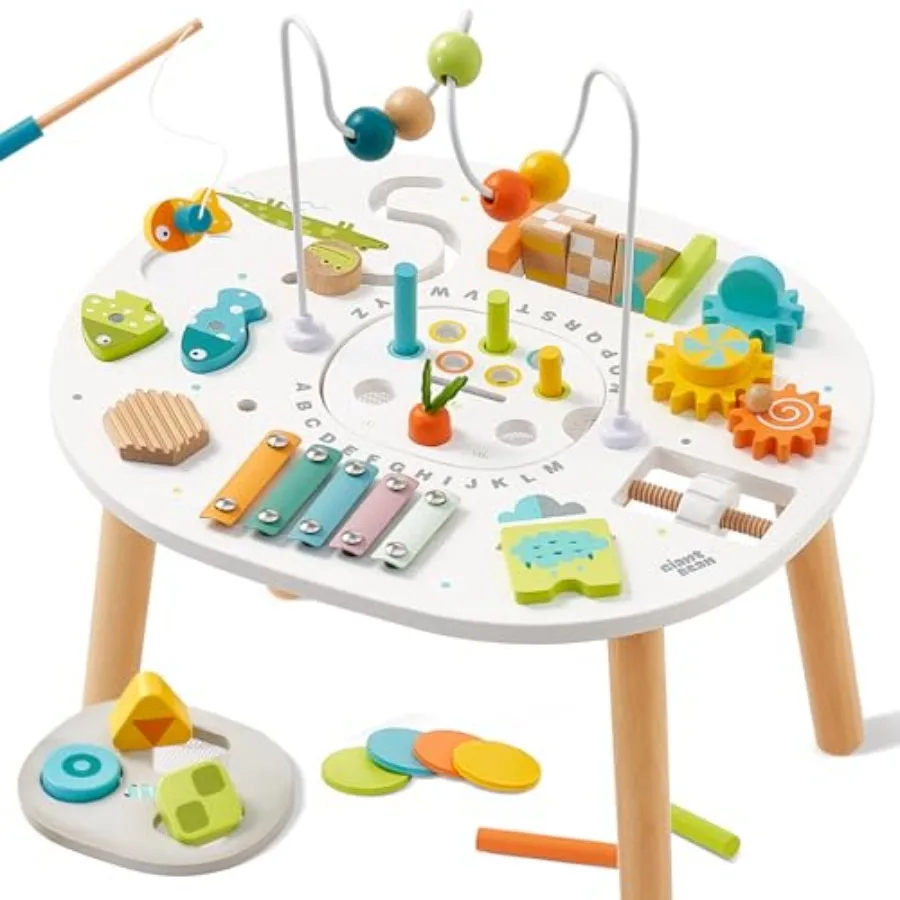 Giant bean Wooden Activity Table for 1 Year Old 11-in-1 Montessori Learning Table with Bead Maze Shape Sorter Fishing Game More
Giant bean Wooden Activity Table for 1 Year Old 11-in-1 Montessori Learning Table with Bead Maze Shape Sorter Fishing Game More
