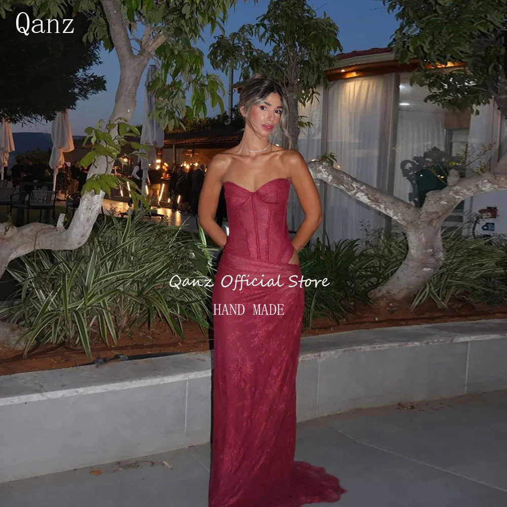 Qanz Burgundy Evening Dresses Mermaid Lace Appliques Sexy Women's Wedding Party Attire Backless Special Occasion Customized
Qanz Burgundy Evening Dresses Mermaid Lace Appliques Sexy Women's Wedding Party Attire Backless Special Occasion Customized