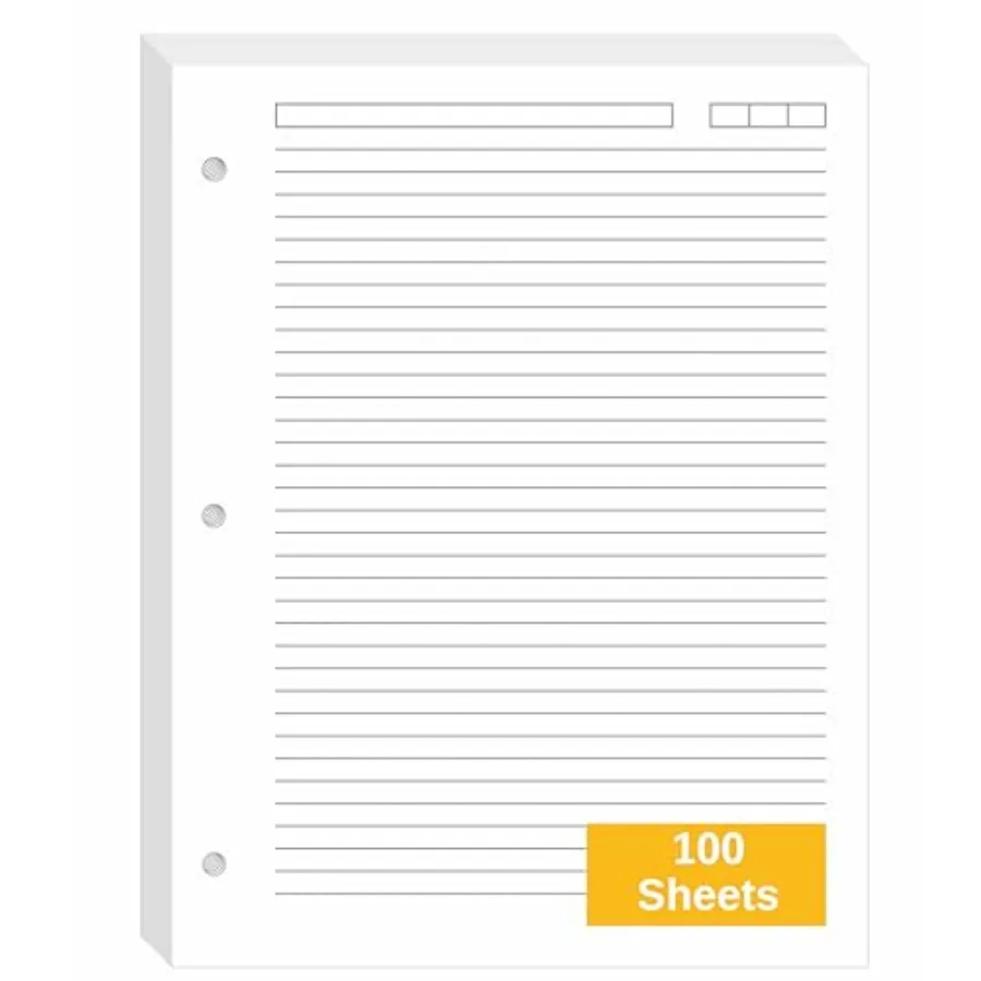 Premium College Ruled Loose Leaf Paper 100 GSM, 100 Sheets 200 Pages,8.5" x 11", 3-Hole Punched, Acid-Free, Fits 3-Ring Binders
Premium College Ruled Loose Leaf Paper 100 GSM, 100 Sheets 200 Pages,8.5" x 11", 3-Hole Punched, Acid-Free, Fits 3-Ring Binders
