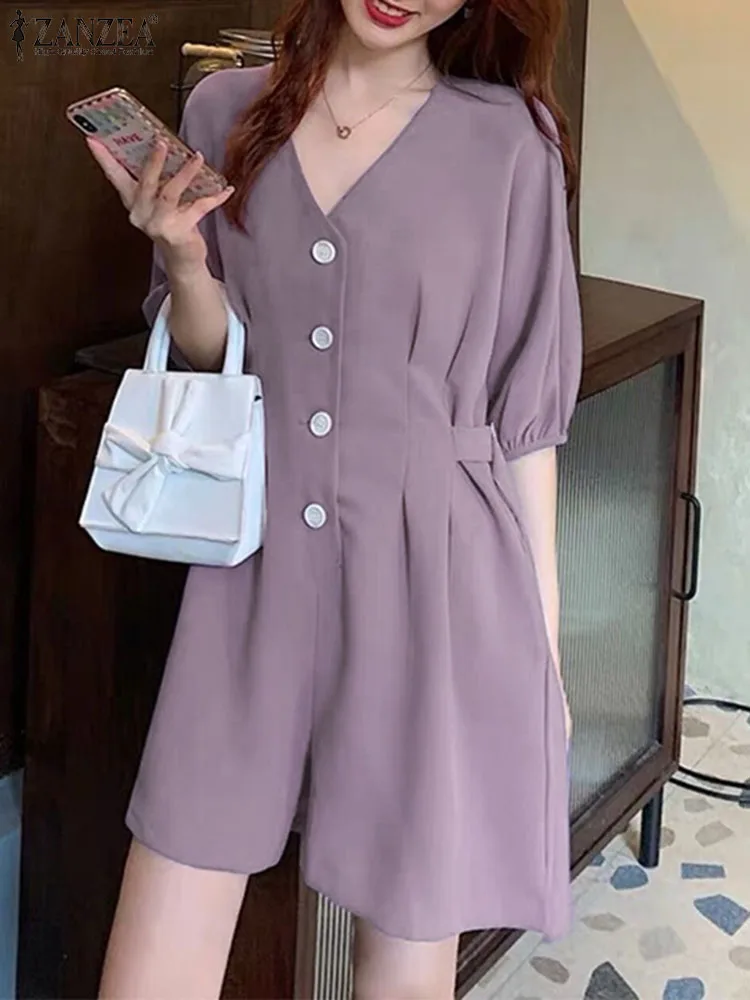 ZANZEA Women Summer Pleated Jumpsuits Short Sleeve V-neck Casual Short Playsuits 2024 Elegant Loose Solid Color Buttons Overalls
ZANZEA Women Summer Pleated Jumpsuits Short Sleeve V-neck Casual Short Playsuits 2024 Elegant Loose Solid Color Buttons Overalls