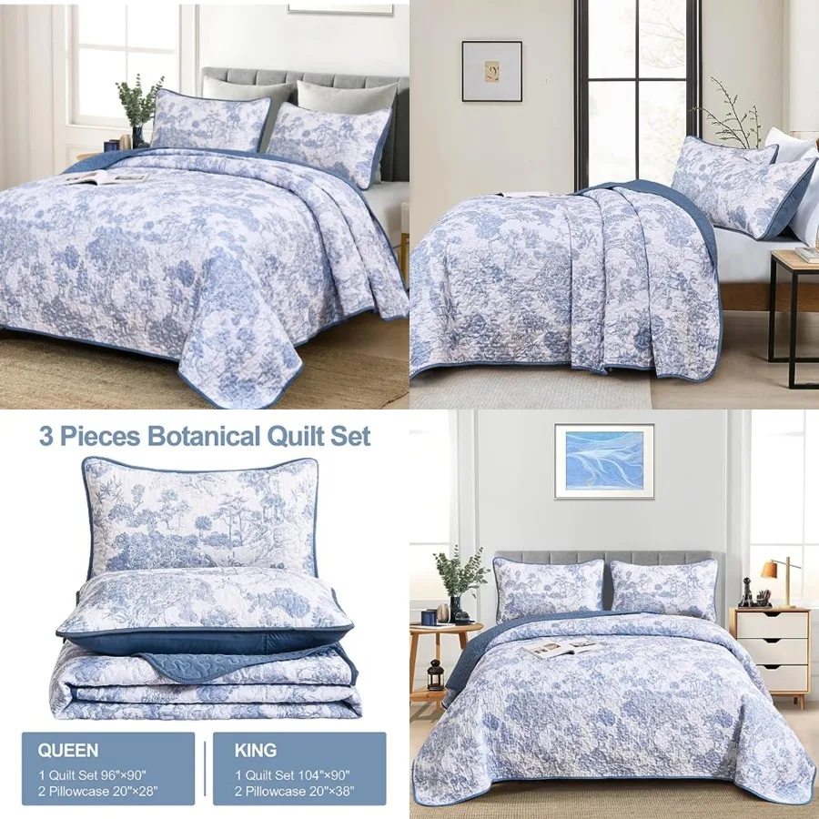 Quilt Set Size, 3 Pieces Botanical Bedspreads Set weight Microfiber Toile Plants Pattern Coverlet Home Decor for All Seasons 96
Quilt Set Size, 3 Pieces Botanical Bedspreads Set weight Microfiber Toile Plants Pattern Coverlet Home Decor for All Seasons 96