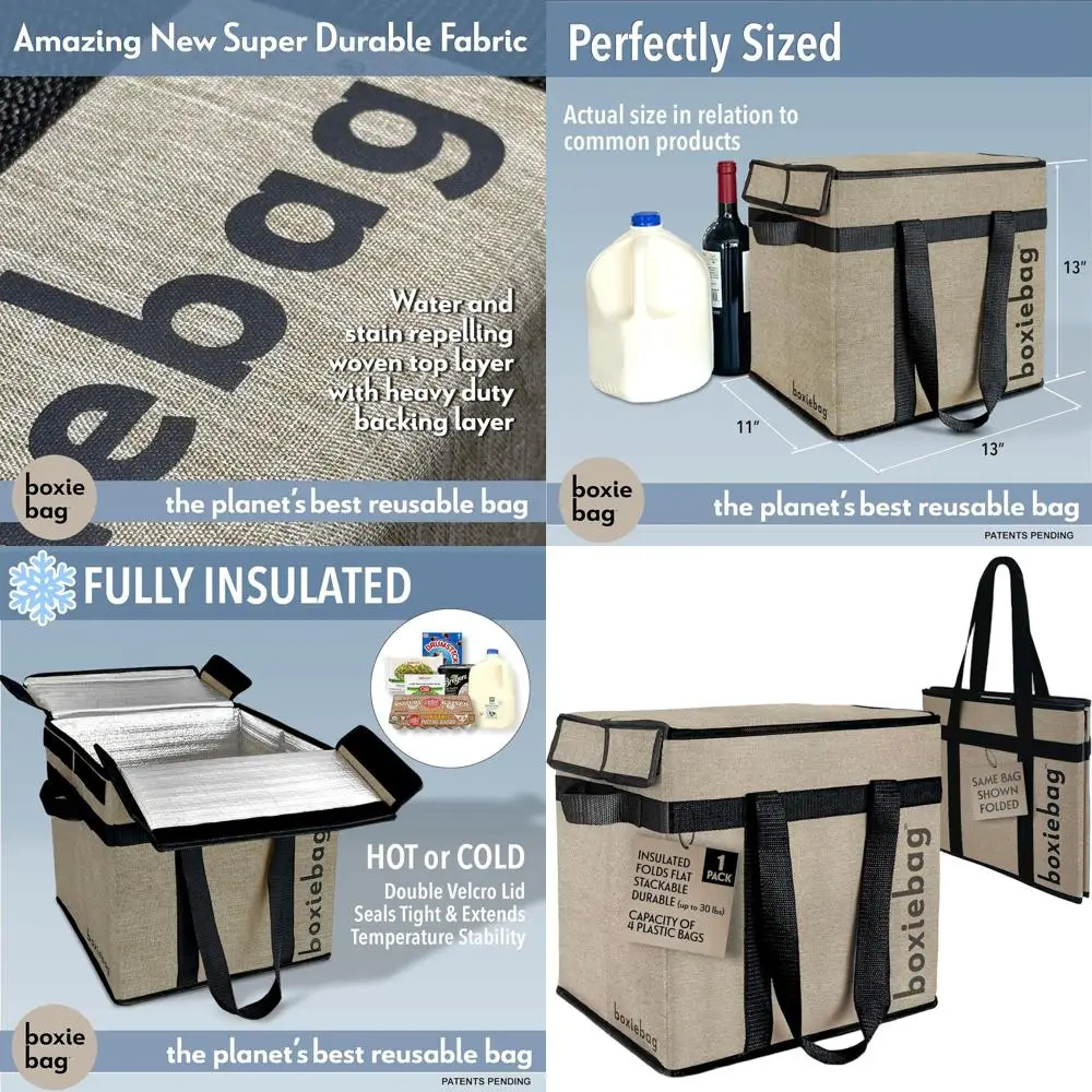 Sturdy Reusable Shopping Tote - Insulated, Upright, Foldable, Large Bag with Long Straps and Reinforced Base, 2-Year Guarantee.
Sturdy Reusable Shopping Tote - Insulated, Upright, Foldable, Large Bag with Long Straps and Reinforced Base, 2-Year Guarantee.