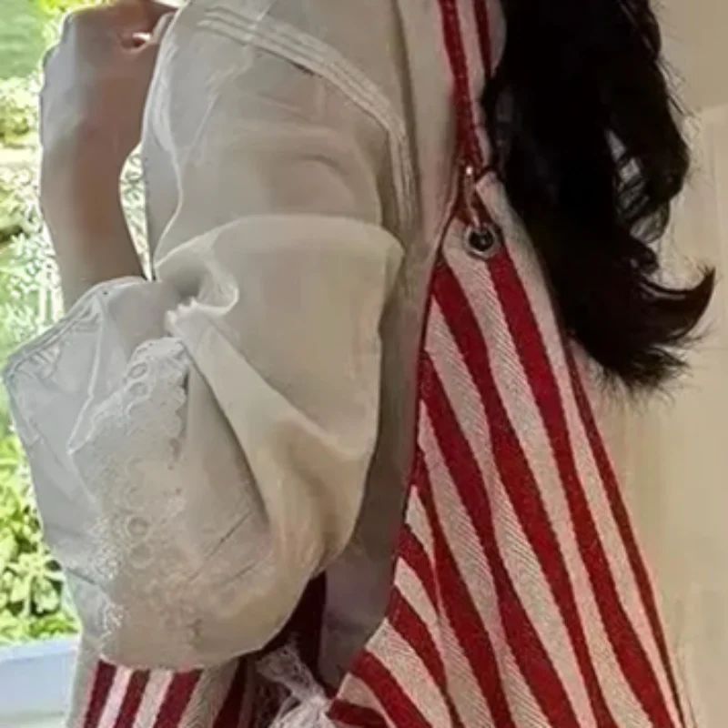 Stripe Hobo Bag For Women Lace Bow Decor Canvas Tote Bag Reversible Shoulder Bag For Daily Shopping
Stripe Hobo Bag For Women Lace Bow Decor Canvas Tote Bag Reversible Shoulder Bag For Daily Shopping