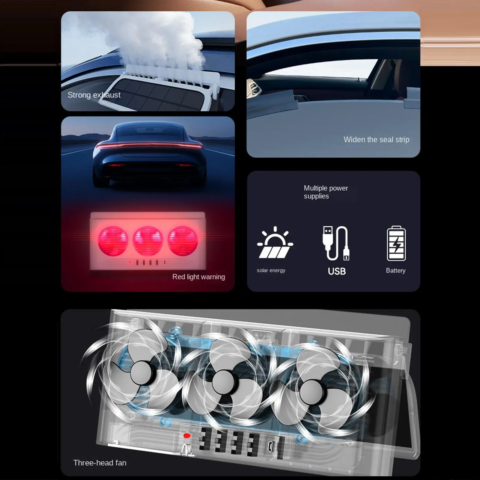 Solar Car Exhaust Fan Portable Radiator Car Window Ventilation Fan With 3 Air Outlets For Vehicle Interior Summer Ventilation
Solar Car Exhaust Fan Portable Radiator Car Window Ventilation Fan With 3 Air Outlets For Vehicle Interior Summer Ventilation