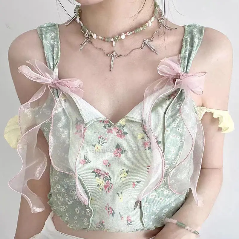 Bow Y2k Aesthetic Sweet Printing Women Crop Top Streetwear Slim Tanks Tops Vintage Patchwork Harajuku Camisoles Summer
Bow Y2k Aesthetic Sweet Printing Women Crop Top Streetwear Slim Tanks Tops Vintage Patchwork Harajuku Camisoles Summer