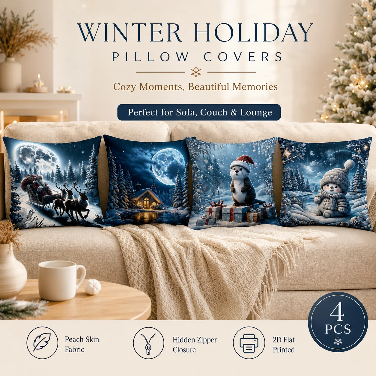 4Pcs Aesthetic Christmas Snow Pillowcase Peach Skin 2D Flat Printed Cute Animal Cushion Covers Coussin Room Decor Gift
4Pcs Aesthetic Christmas Snow Pillowcase Peach Skin 2D Flat Printed Cute Animal Cushion Covers Coussin Room Decor Gift