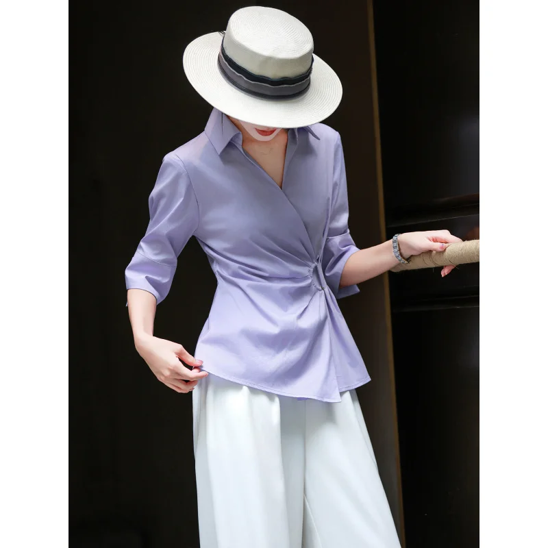 MEXCOCO 2026Summer new stylish business casual design top with short sleeves and a waist-cinching design
MEXCOCO 2026Summer new stylish business casual design top with short sleeves and a waist-cinching design