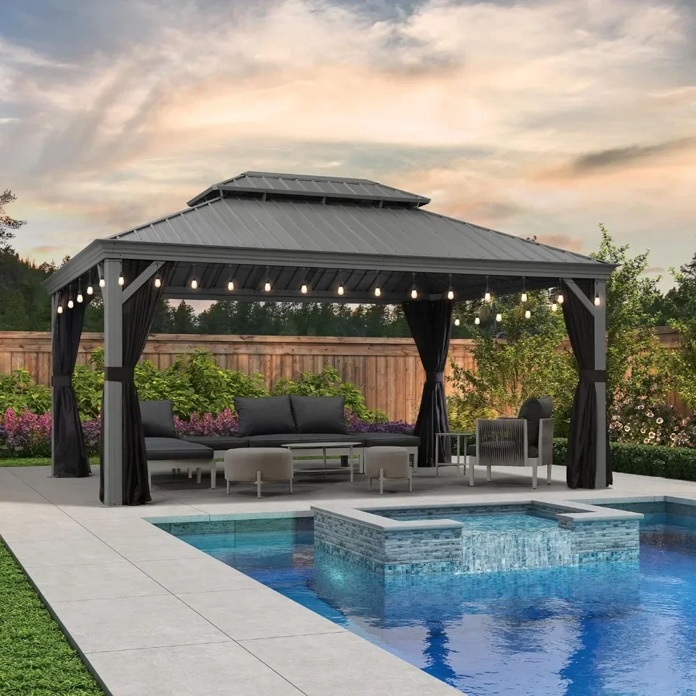 12' x 16' Outdoor Gazebo, with Double Metal Roof and Weather resistant and shatterproof LED bulbs, Outdoor Gazebo
12' x 16' Outdoor Gazebo, with Double Metal Roof and Weather resistant and shatterproof LED bulbs, Outdoor Gazebo
