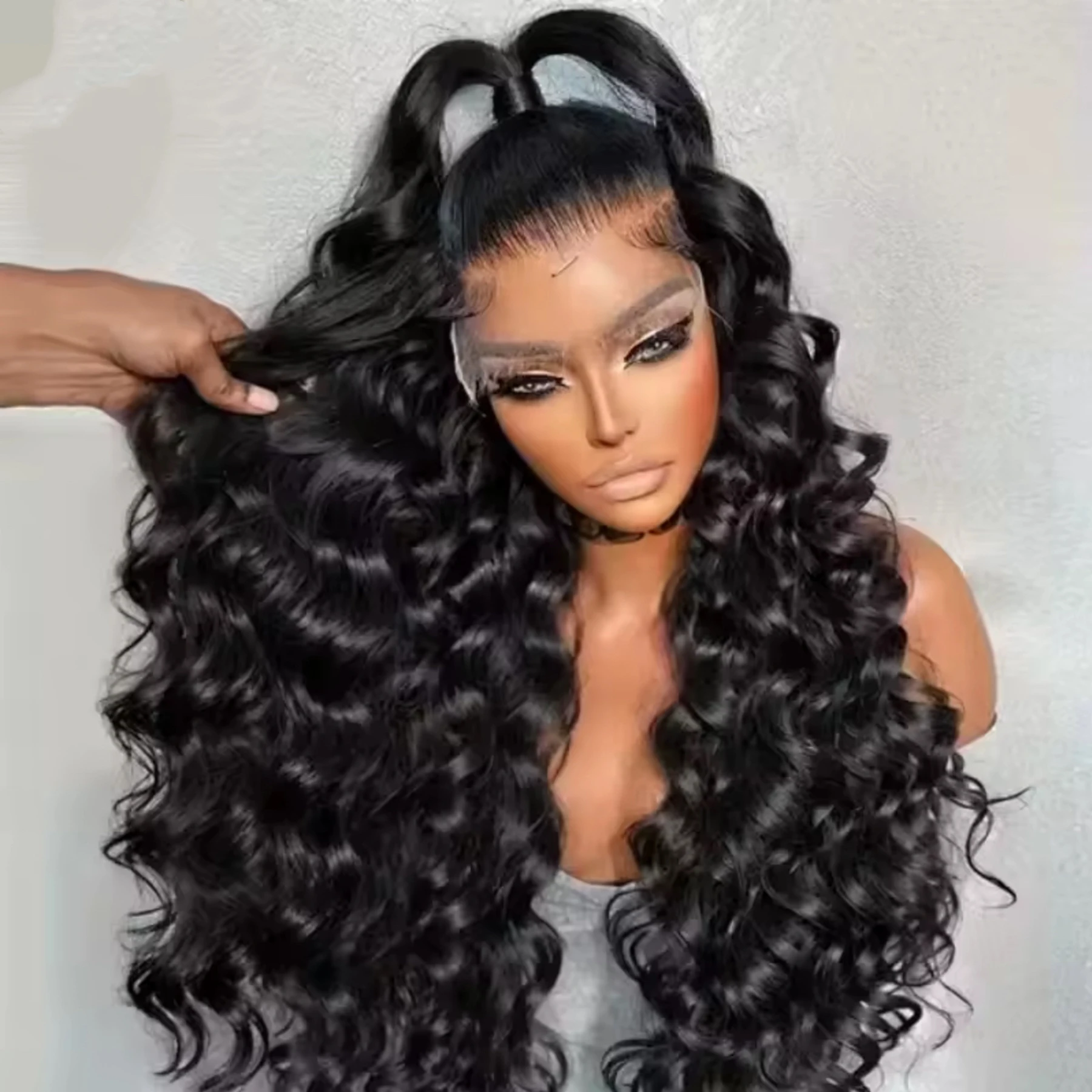 Loose Wave Black Color 13X4X1 HD Full Lace Frontal Synthetic Guleless Wig For Black Women Preplucked Bleach Knots Wedding Soft
Loose Wave Black Color 13X4X1 HD Full Lace Frontal Synthetic Guleless Wig For Black Women Preplucked Bleach Knots Wedding Soft