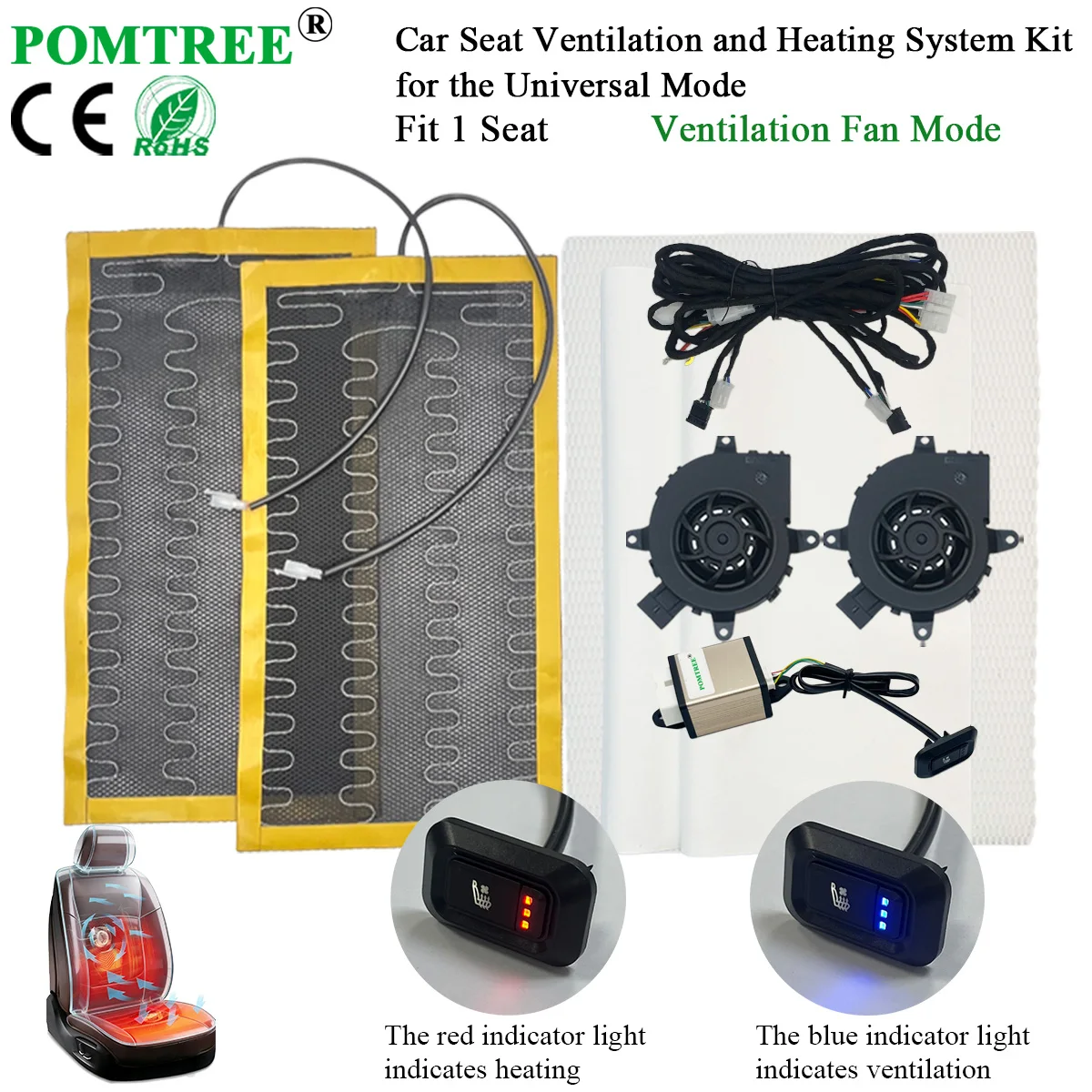 DC 12V Universal Built-in Car Seat Ventilation And Heating Kit Fit 1 Seat,With 2 Fans & 3-level Driver's Switch Car Modification
DC 12V Universal Built-in Car Seat Ventilation And Heating Kit Fit 1 Seat,With 2 Fans & 3-level Driver's Switch Car Modification