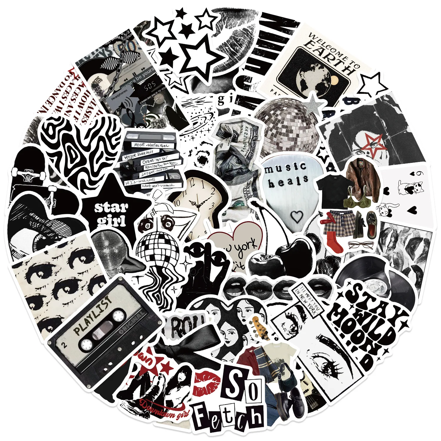 10/30/50Pcs Black and white Y2K Stickers For Suitcase Skateboard Laptop Luggage Phone Car Styling DIY Decal Pegatinas
10/30/50Pcs Black and white Y2K Stickers For Suitcase Skateboard Laptop Luggage Phone Car Styling DIY Decal Pegatinas