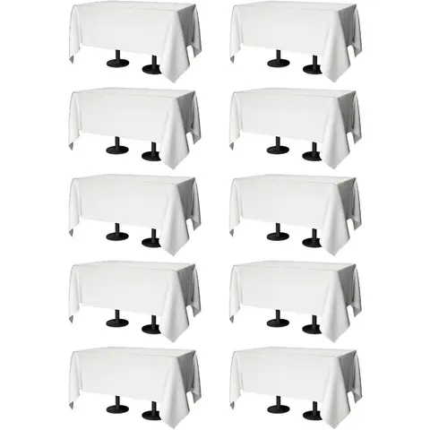 Tovaglia 70x120 - Confezione da 10 tovaglie rettangolari in poliestere bianco lavabile, resistente alle macchie e alle rughe per tavoli da pranzo, Var