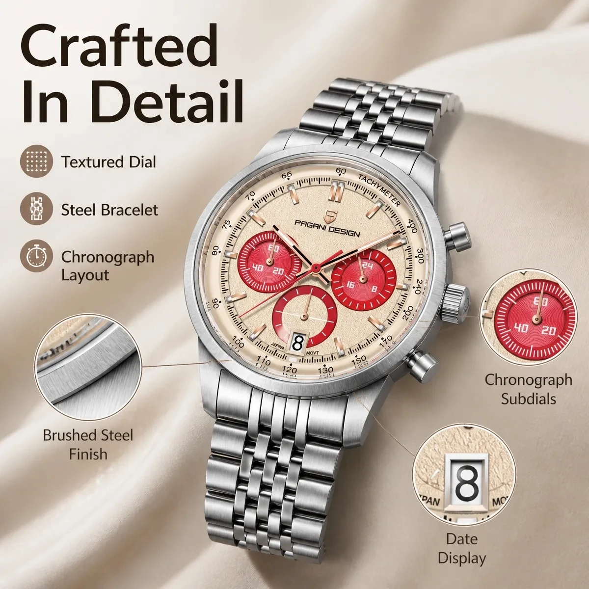 PAGANI DESIGN 2026 New 41MM Fashionable and Simple Multi Time Zone Men Quartz Watches Stainless Steel Men Waterproof Chronograph
PAGANI DESIGN 2026 New 41MM Fashionable and Simple Multi Time Zone Men Quartz Watches Stainless Steel Men Waterproof Chronograph