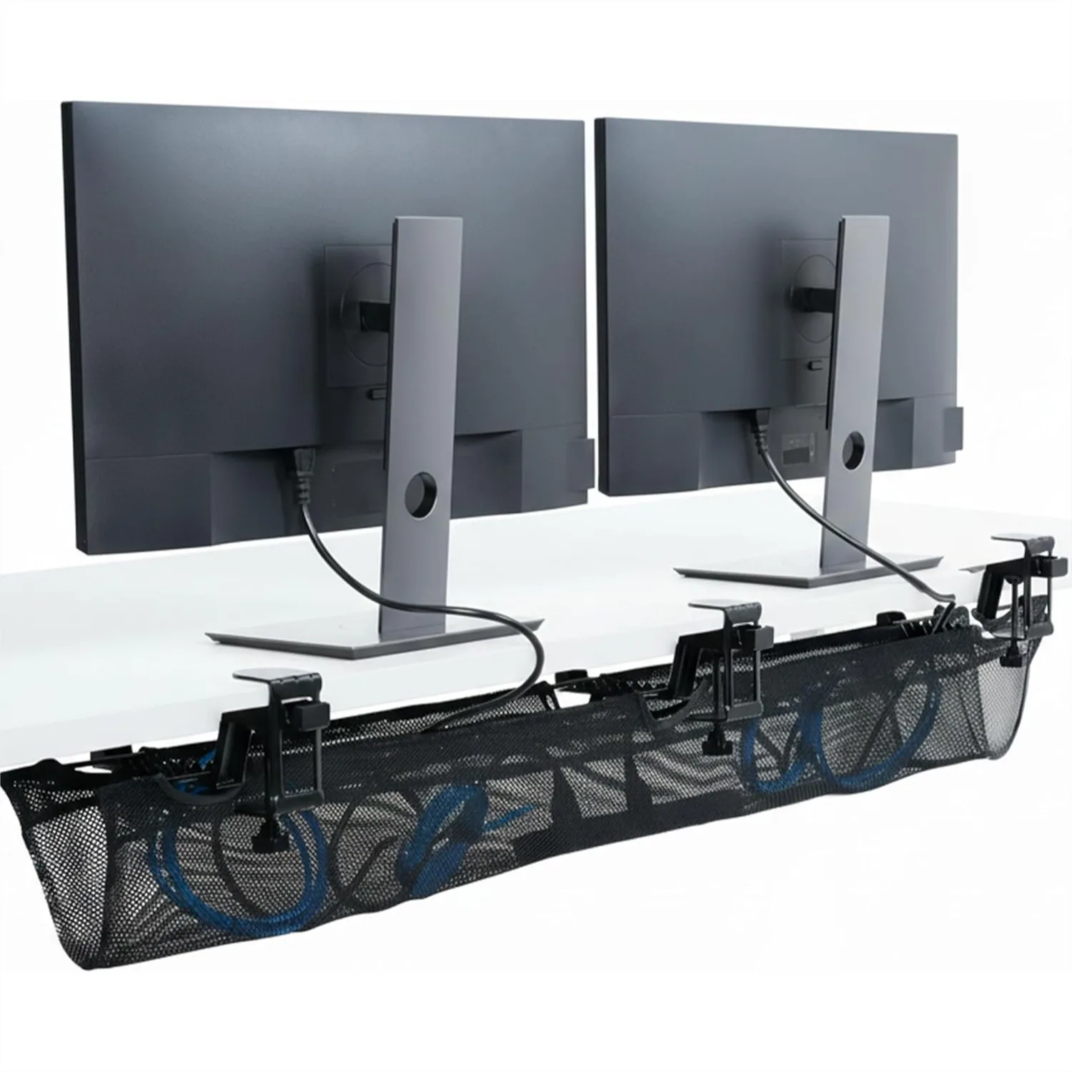 55 inch Mesh Under Desk Cable Management, No Drill Clamp-On Wire Organizer for Home Office Standing Desk, Adjustable Cord
55 inch Mesh Under Desk Cable Management, No Drill Clamp-On Wire Organizer for Home Office Standing Desk, Adjustable Cord