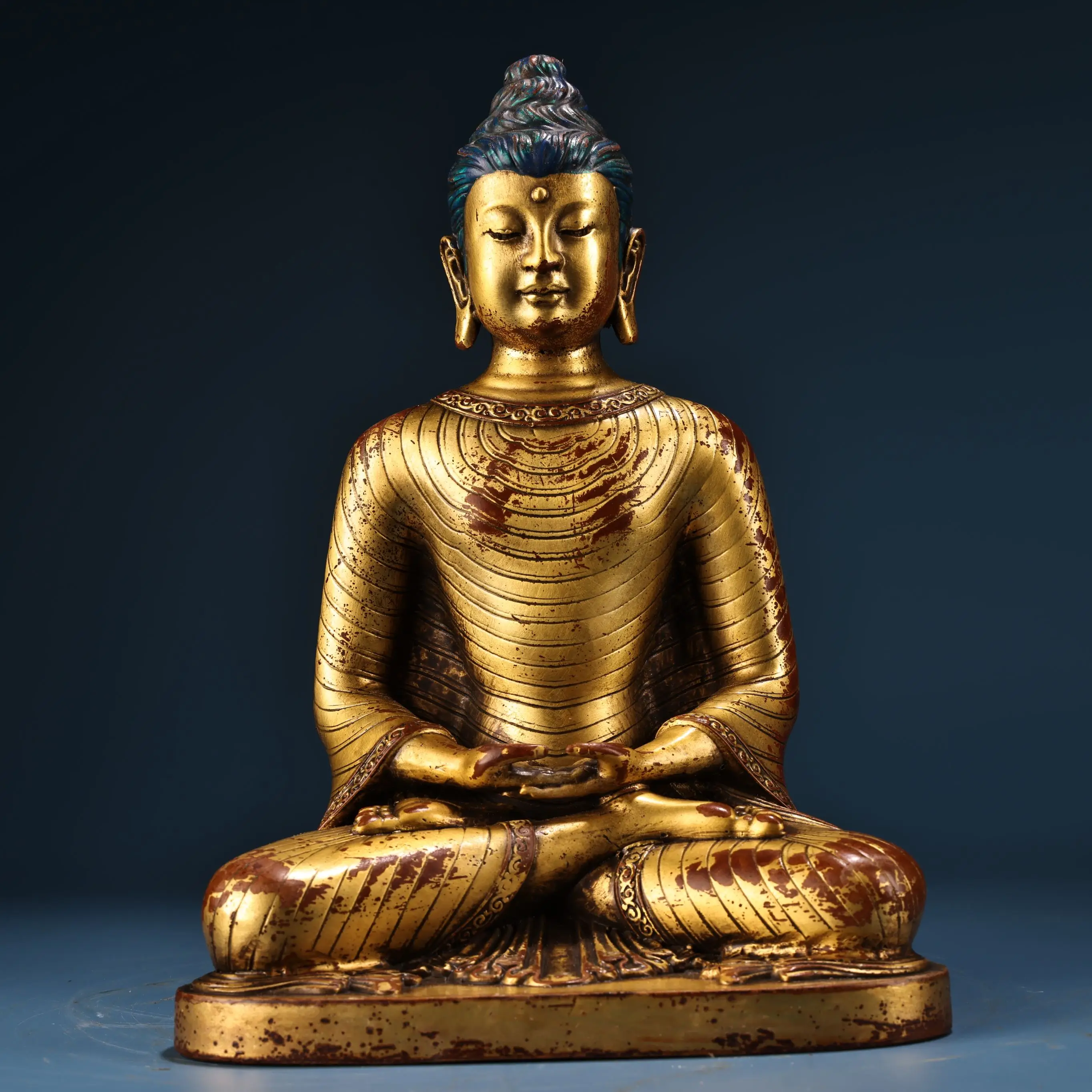9"Tibetan Temple Collection Old Purple Bronze Gilded High Relief Northern Wei Buddha Amitabha Sitting Buddha Worship Hall
9"Tibetan Temple Collection Old Purple Bronze Gilded High Relief Northern Wei Buddha Amitabha Sitting Buddha Worship Hall