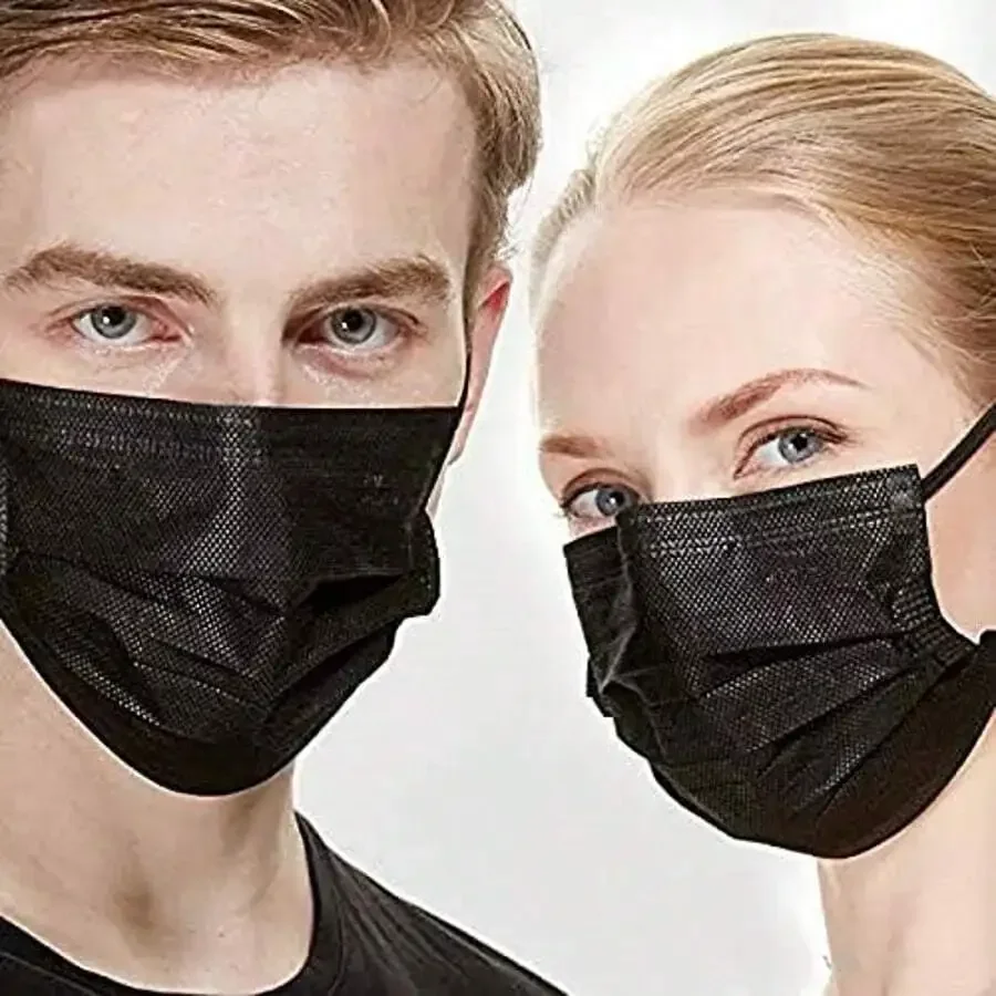 100pcs 3-Layer Black Disposable Face Mask For Adults Unisex Fashion Use
100pcs 3-Layer Black Disposable Face Mask For Adults Unisex Fashion Use
