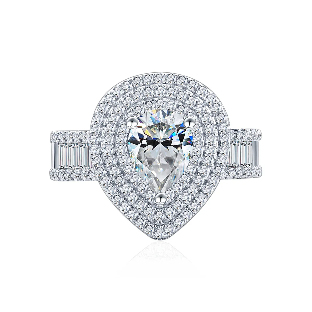 S925 Sterling Silver 1.8ct Pear-Shaped Moissanite Cocktail Ring - Solitaire Statement Piece
S925 Sterling Silver 1.8ct Pear-Shaped Moissanite Cocktail Ring - Solitaire Statement Piece