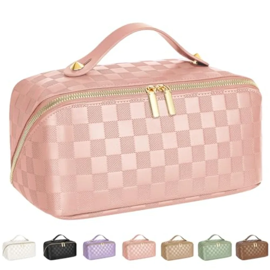 Large Capacity Travel Cosmetic Bag - Portable Makeup Bags for Women Waterproof PU Leather Checkered Makeup Organizer Bag with D
Large Capacity Travel Cosmetic Bag - Portable Makeup Bags for Women Waterproof PU Leather Checkered Makeup Organizer Bag with D