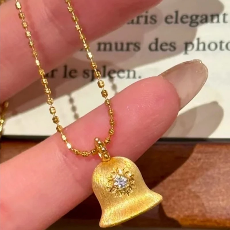 Pure 18 K Gold Color Brushed Bell Pendant Necklace for Women Bride Wedding Birthday Valentine's Day Necklace Chain Jewelry Gifts
Pure 18 K Gold Color Brushed Bell Pendant Necklace for Women Bride Wedding Birthday Valentine's Day Necklace Chain Jewelry Gifts