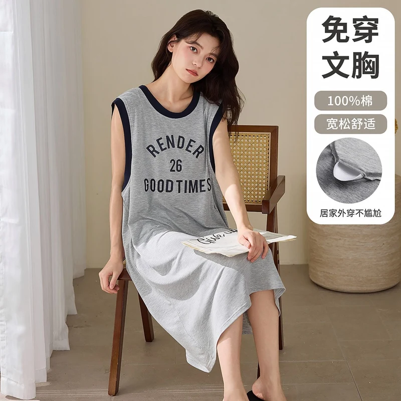 2026 Summer Sleeveless 100% Cotton Vest Nightgowns for Women Korean Loose Sleepwear Night Dress Nightdress Ladies Home Nighty
2026 Summer Sleeveless 100% Cotton Vest Nightgowns for Women Korean Loose Sleepwear Night Dress Nightdress Ladies Home Nighty