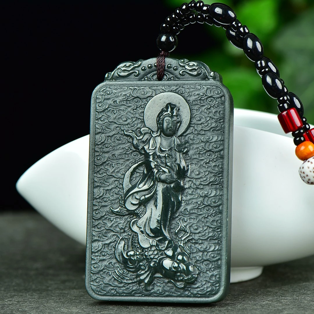 Natural Nephrite Green Jade Guan Yin Necklace Men Women Fine Jewelry Chinese Hetian Jade Dragon Guanyin Pendant Sweater Chain
Natural Nephrite Green Jade Guan Yin Necklace Men Women Fine Jewelry Chinese Hetian Jade Dragon Guanyin Pendant Sweater Chain