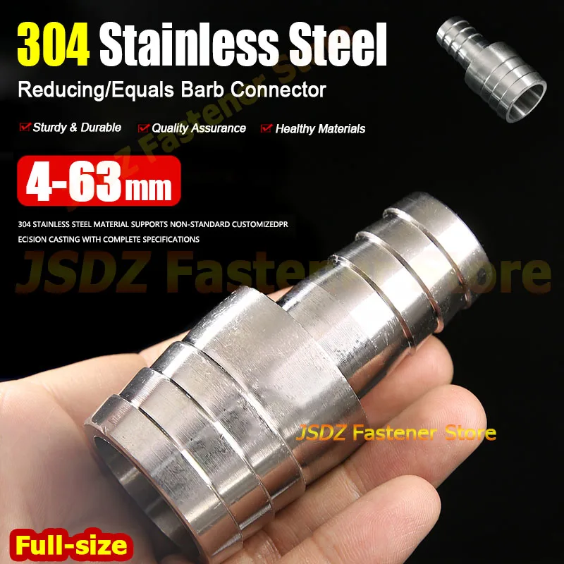 304 Stainless Steel Barb Connector 2-Way Reducing/Equals Coupler OD 4 6 8 14 15 16 19 20 22 25 32 38 40~63mm Water Hose Fitting
304 Stainless Steel Barb Connector 2-Way Reducing/Equals Coupler OD 4 6 8 14 15 16 19 20 22 25 32 38 40~63mm Water Hose Fitting