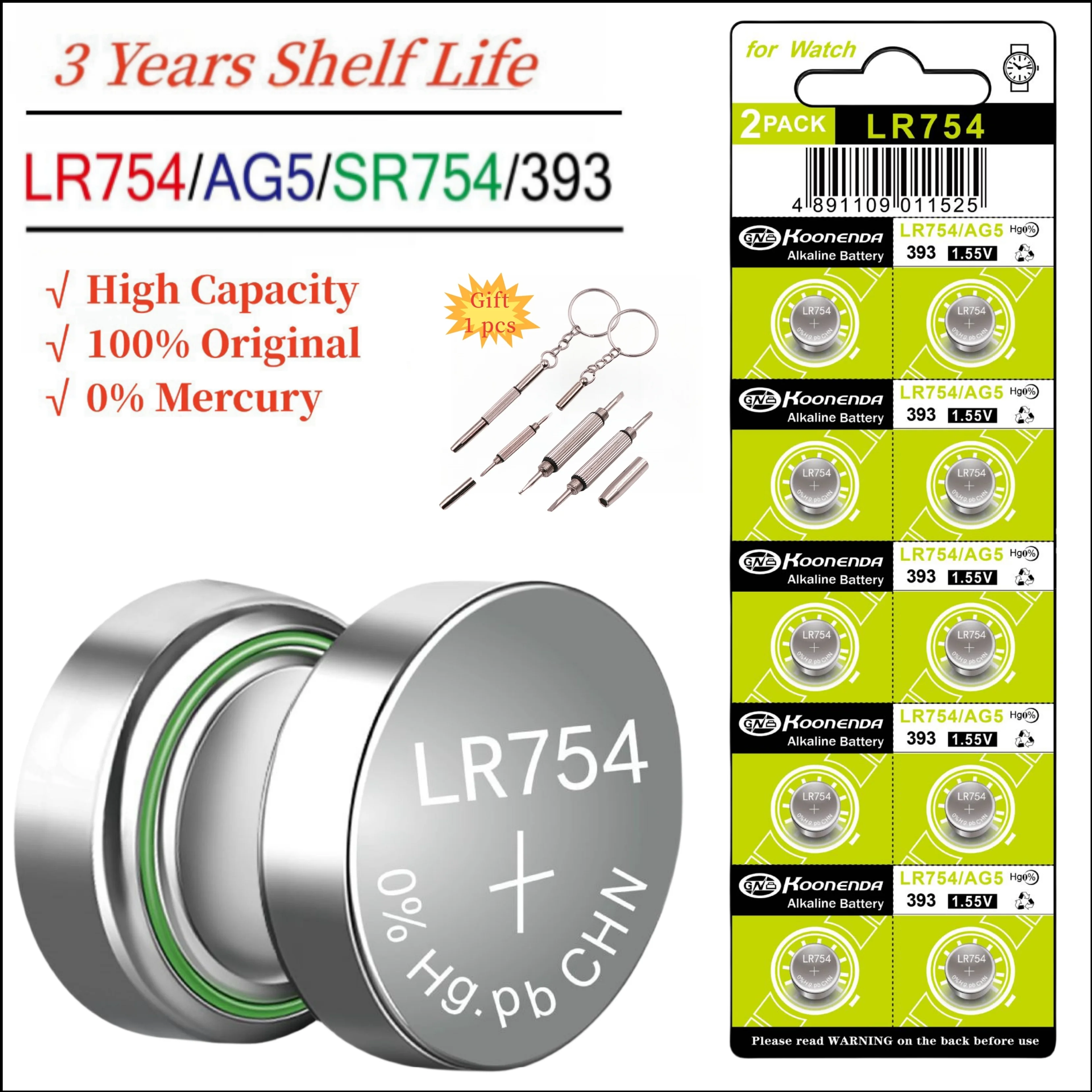 High Capacity 10-50pcs AG5 LR754 Batteries KND 1.55V Alkaline Button Cell Battery for Calculators Watches Toys
High Capacity 10-50pcs AG5 LR754 Batteries KND 1.55V Alkaline Button Cell Battery for Calculators Watches Toys