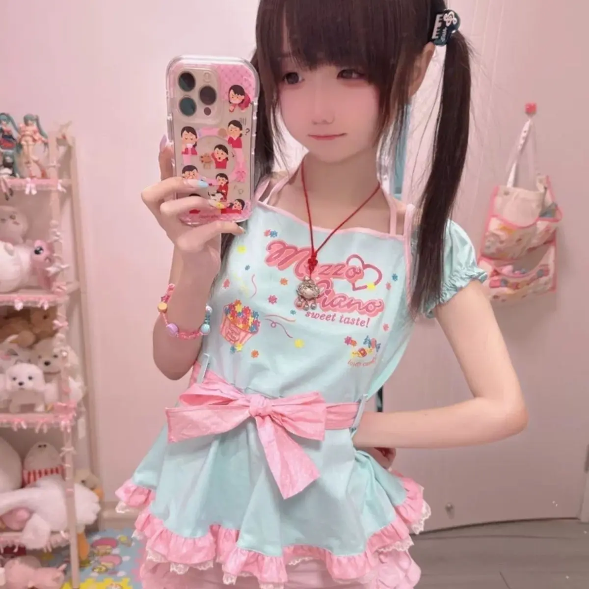 Japanese Sweet Cute Core Daughter Clothing Mezzo Cartoon Mp Short Sleeved Lace Up T-shirt Summer Aesthetic All Match Y2k Top
Japanese Sweet Cute Core Daughter Clothing Mezzo Cartoon Mp Short Sleeved Lace Up T-shirt Summer Aesthetic All Match Y2k Top