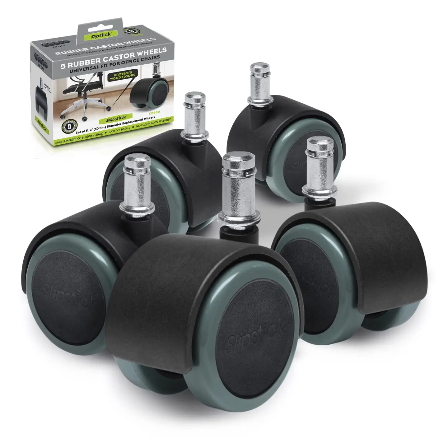 Floor Protecting Office Chair Caster Wheels 2 Inch with Standard Stem for Hardwood Laminate Tile Set of 5
Floor Protecting Office Chair Caster Wheels 2 Inch with Standard Stem for Hardwood Laminate Tile Set of 5