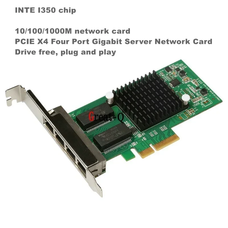Сетевой адаптер PCI Express 10/100/1000 Мбит/с Intel I350-T4 I350T4 Четырехъядерные порта RJ45, PCI-E x4, сетевая карта сервера Ethernet
Сетевой адаптер PCI Express 10/100/1000 Мбит/с Intel I350-T4 I350T4 Четырехъядерные порта RJ45, PCI-E x4, сетевая карта сервера Ethernet