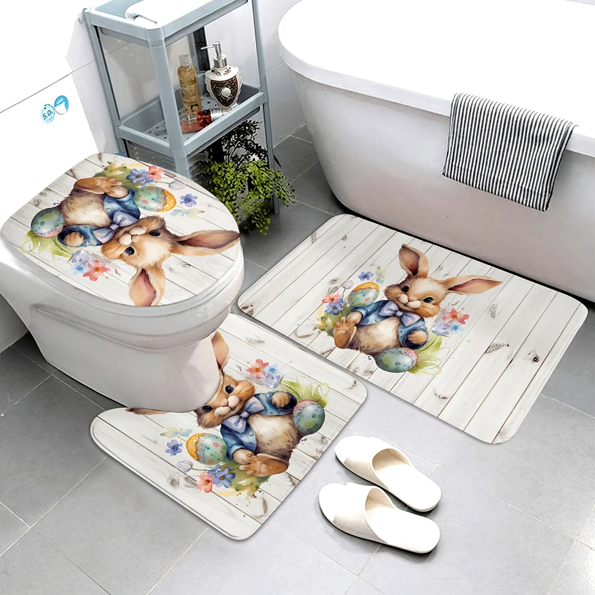 Набор для ванной комнаты с милым пасхальным кроликом — мягкий и нескользящий контурный коврик, чехол для унитаза и коврик для ванны для уютного и праздничного домашнего декора
Набор для ванной комнаты с милым пасхальным кроликом — мягкий и нескользящий контурный коврик, чехол для унитаза и коврик для ванны для уютного и праздничного домашнего декора
