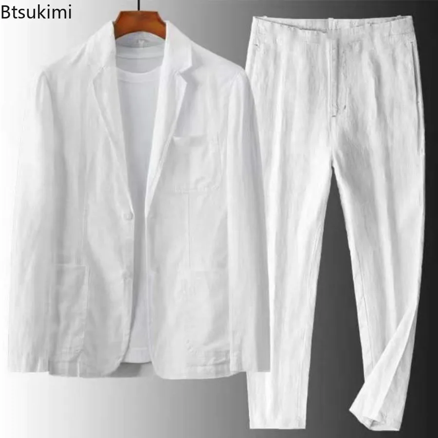 2025 Men's Suit Two Piece Set Fashion Solid Color Linen Blazer Jacket+Pants Casual Business Thin Clothing Simple Breathable Suit
2025 Men's Suit Two Piece Set Fashion Solid Color Linen Blazer Jacket+Pants Casual Business Thin Clothing Simple Breathable Suit