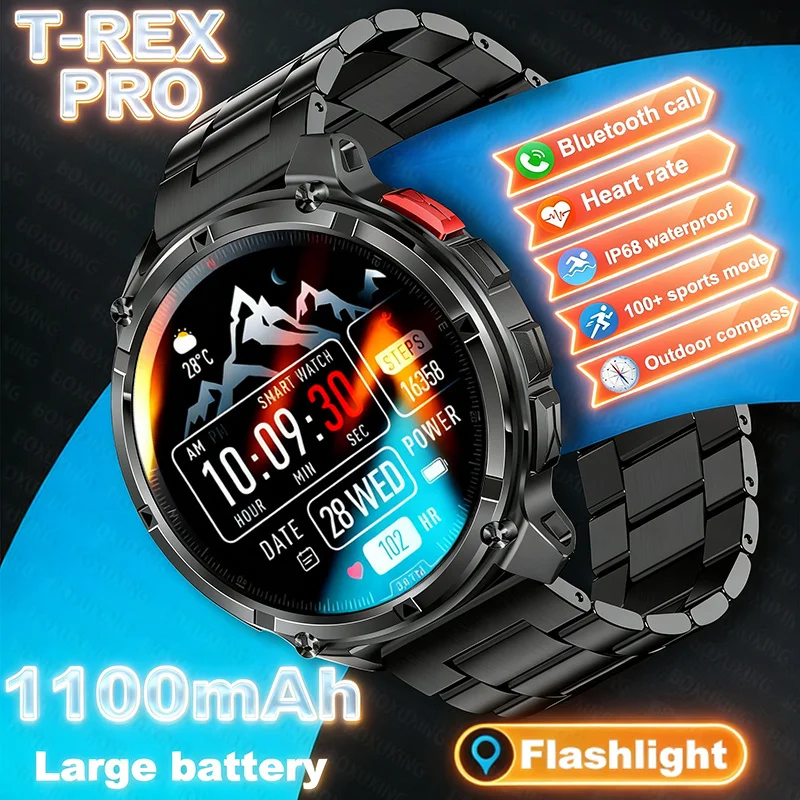 Новые умные часы T-Rex3 Pro 2026 года с аккумулятором 1100 мАч, GPS-трекером, водонепроницаемостью 5ATM, для спорта, бега, активного отдыха, с компасом, военные смарт-часы
Новые умные часы T-Rex3 Pro 2026 года с аккумулятором 1100 мАч, GPS-трекером, водонепроницаемостью 5ATM, для спорта, бега, активного отдыха, с компасом, военные смарт-часы