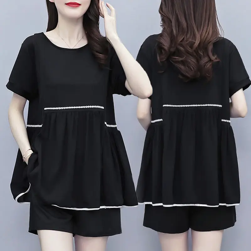 Women Two Pieces Set Summer Female Short Sleeve Solid Top High Waist Mini Short Pants Suit Ladies O-Neck Streetwear Outfits A19
Women Two Pieces Set Summer Female Short Sleeve Solid Top High Waist Mini Short Pants Suit Ladies O-Neck Streetwear Outfits A19