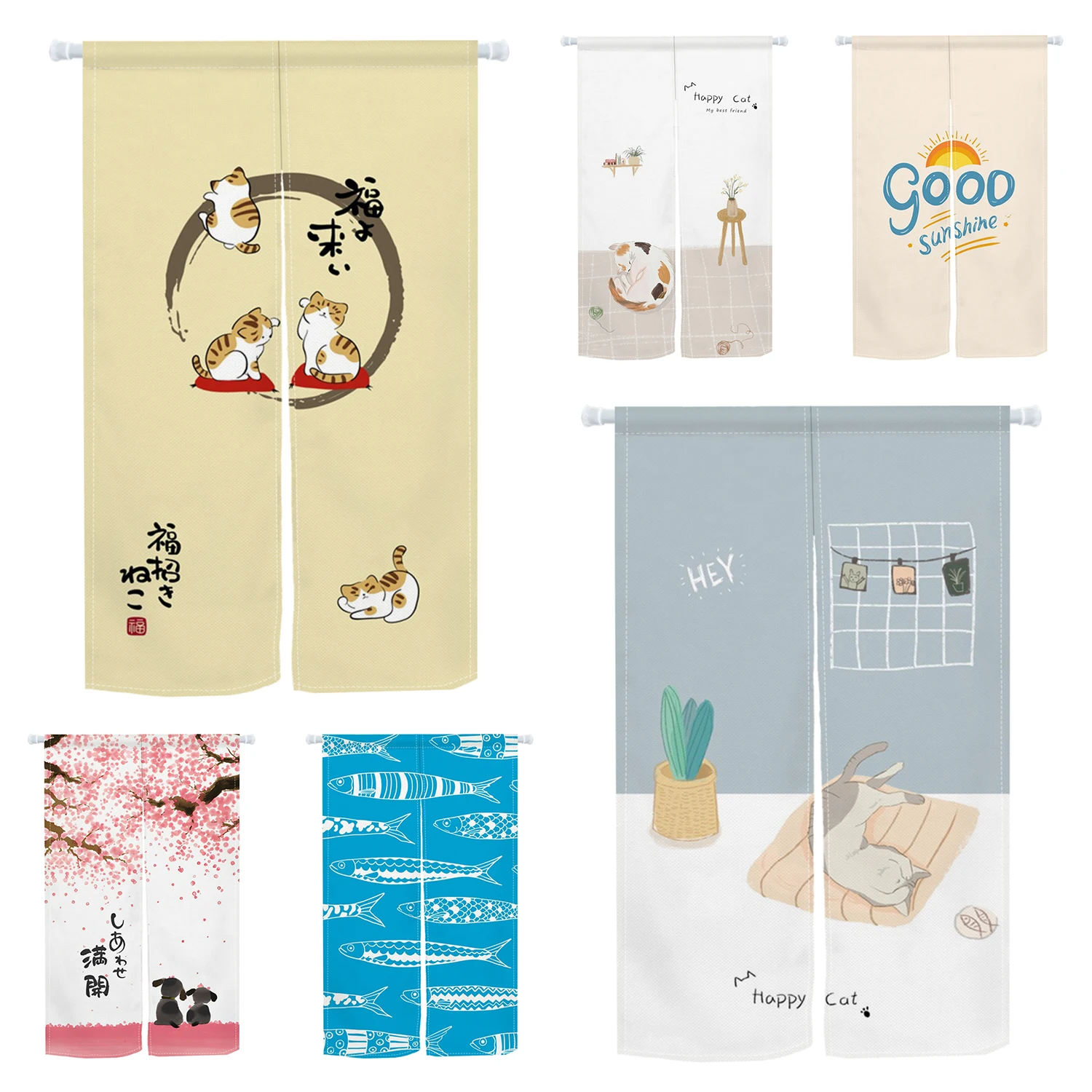 Happy Cat Japanese Door Curtain Noren Kitchen Living Room Partition Short Curtain Sake House Tea Room Doorway Hanging Curtains
Happy Cat Japanese Door Curtain Noren Kitchen Living Room Partition Short Curtain Sake House Tea Room Doorway Hanging Curtains